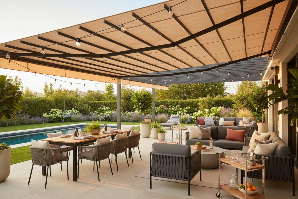 Heavy Duty Full Cassette-type Electric Retractable Awning - Motorized Patio Shade with Remote Control