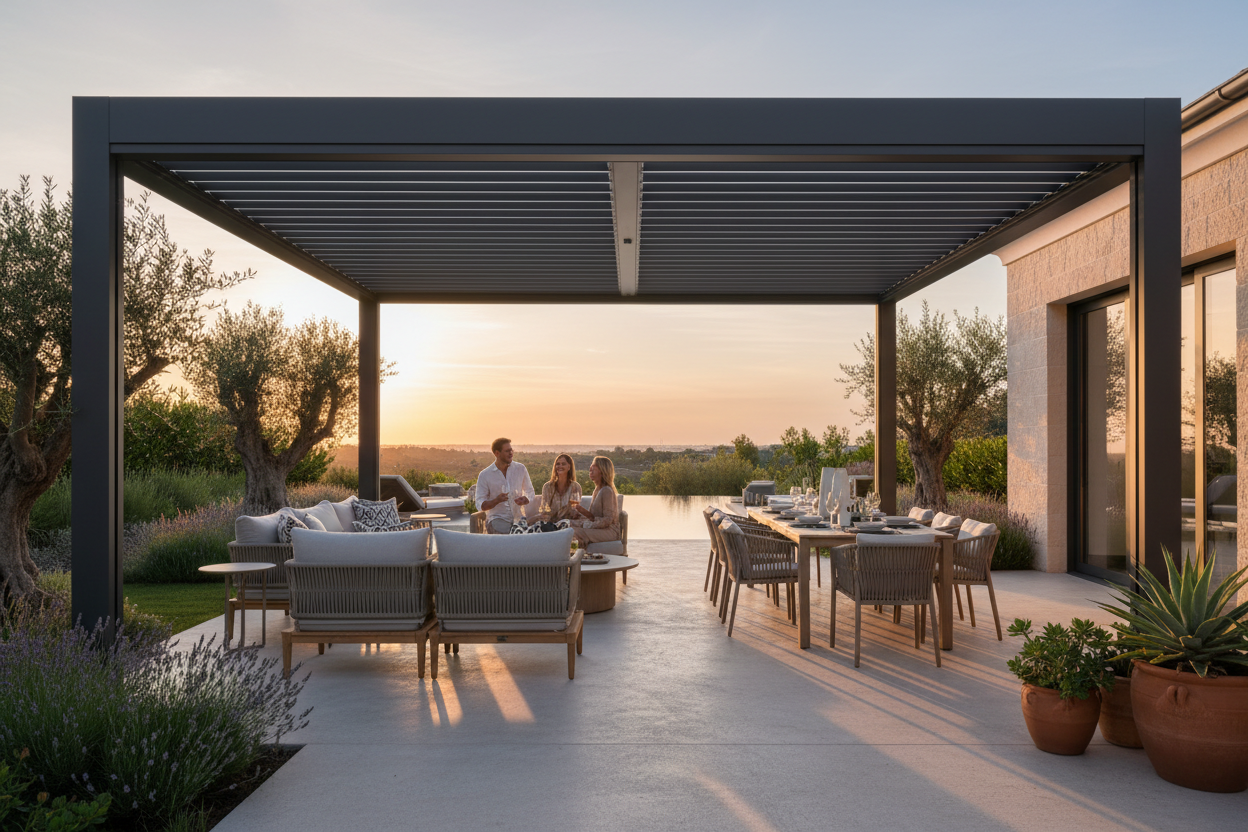 Electric Pergola - Motorized Louvered Roof System