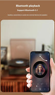 Vintage Gramophone Black Vinyl Record Player with Bluetooth Speaker