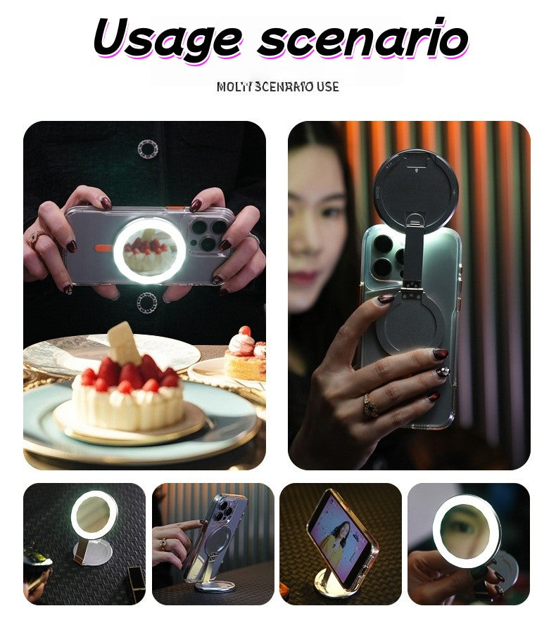 Bracket magnetic absorption LED3 gear fill light self-shooting + beauty makeup mirror Universal