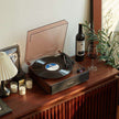 Vintage Gramophone Black Vinyl Record Player with Bluetooth Speaker