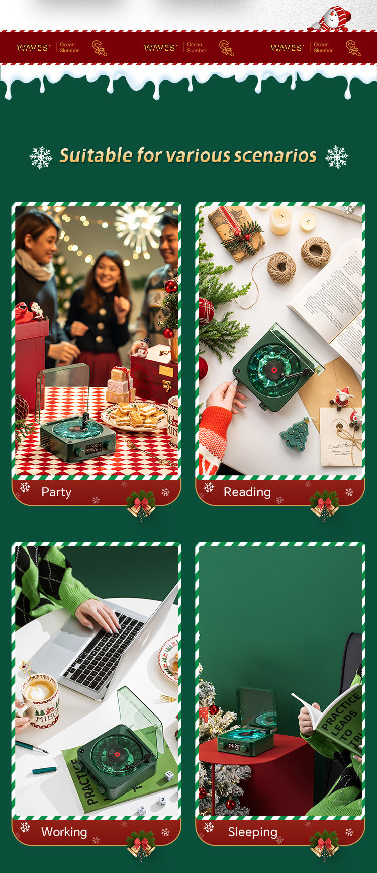 Creative Santa Claus Bluetooth Speaker Listening to Sea White Gift