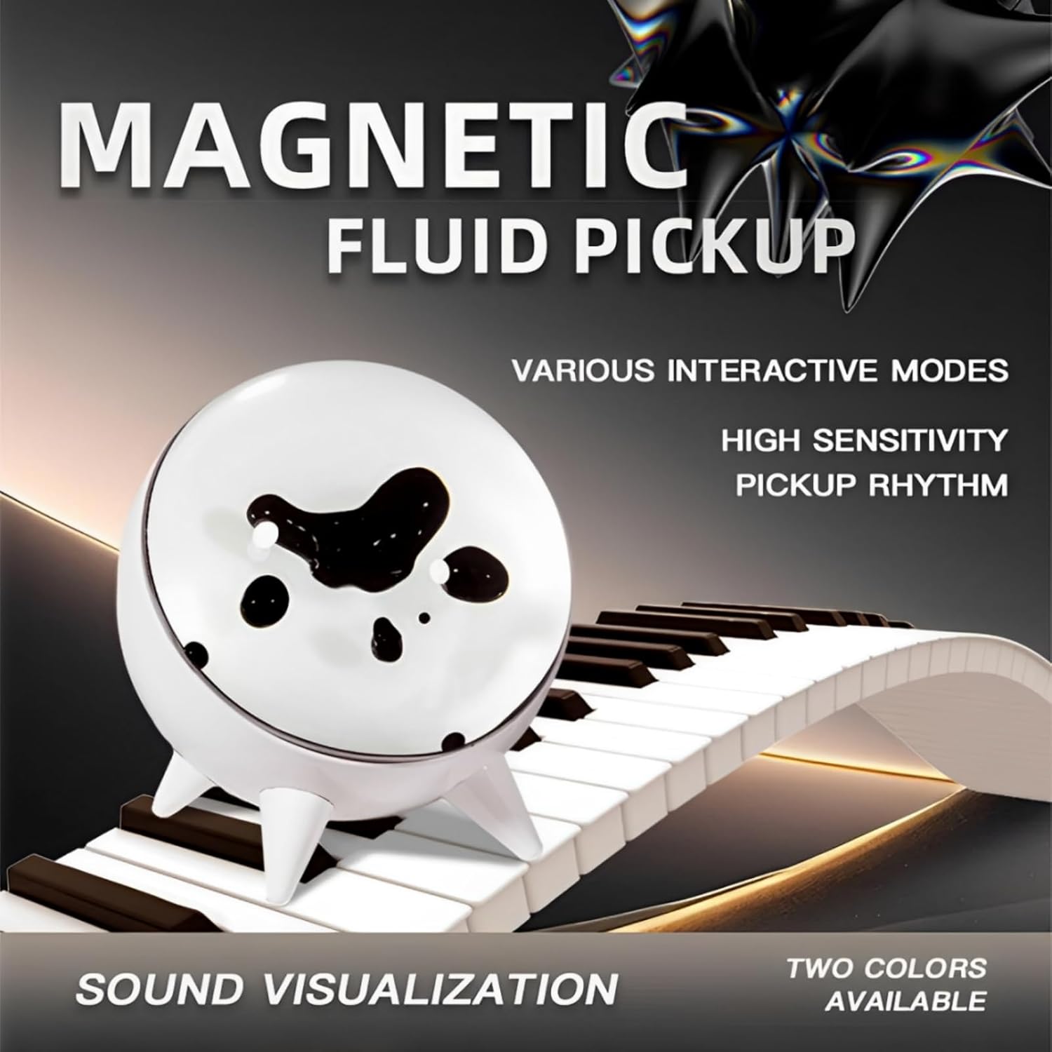 Ferrofluid Speaker Music Mate, Dancing Ferrofluid Sound Visualizer with Music Rhythm, Venom Magnet Liquid Toy, Desktop Decor