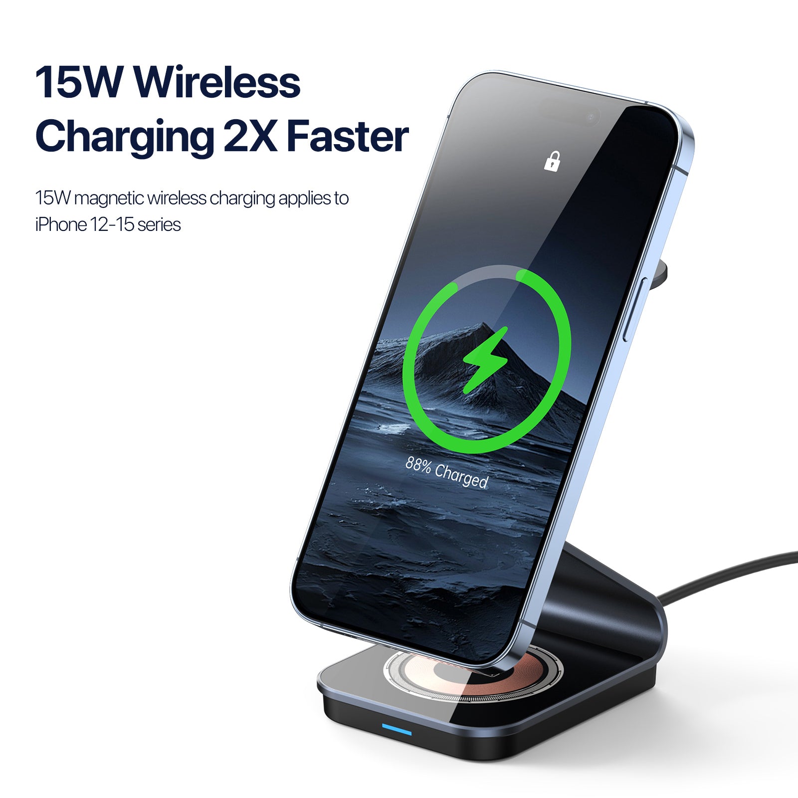 Sleek Fast-Charging 3-in-1 Wireless Charger – Simultaneously Power iPhone