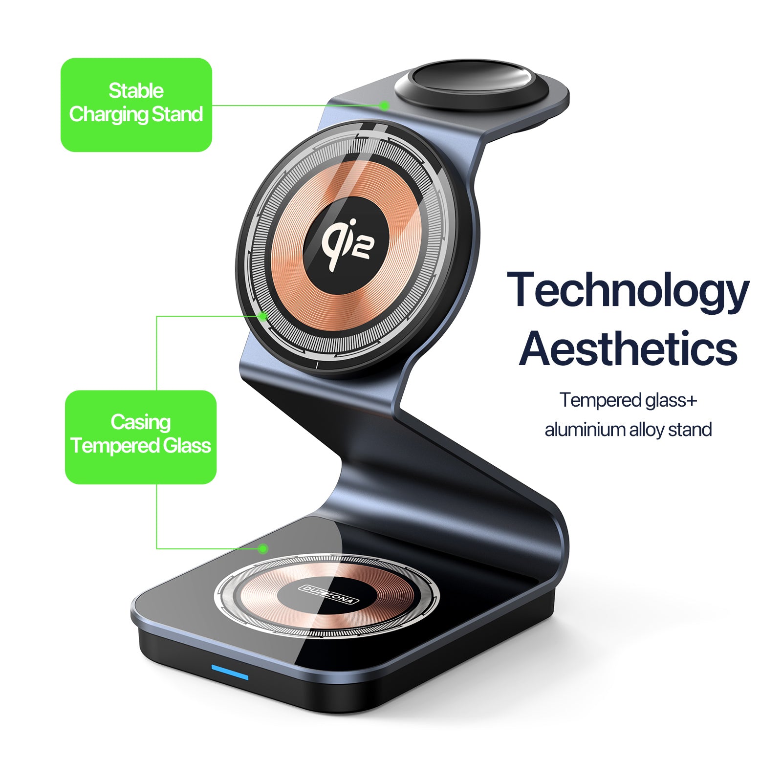 Sleek Fast-Charging 3-in-1 Wireless Charger – Simultaneously Power iPhone