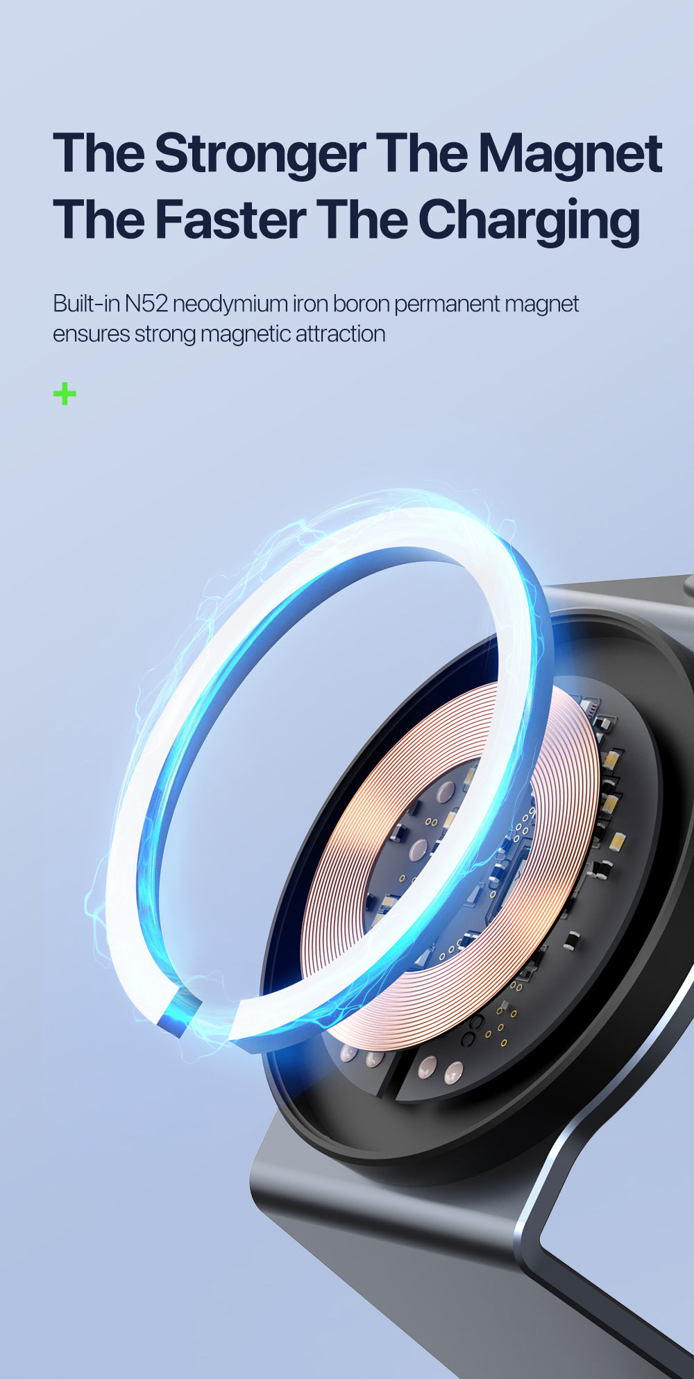 Sleek Fast-Charging 3-in-1 Wireless Charger – Simultaneously Power iPhone