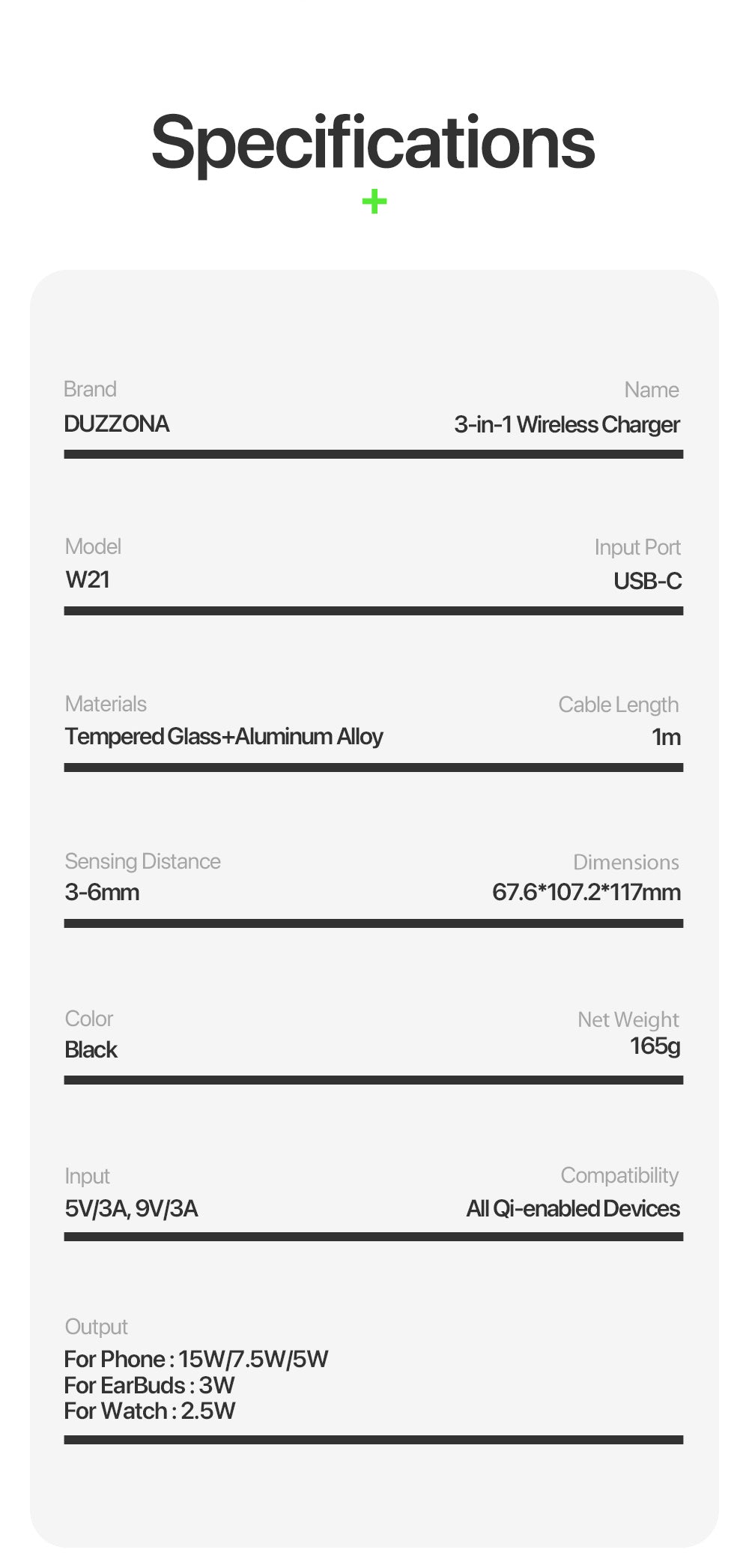 Sleek Fast-Charging 3-in-1 Wireless Charger – Simultaneously Power iPhone