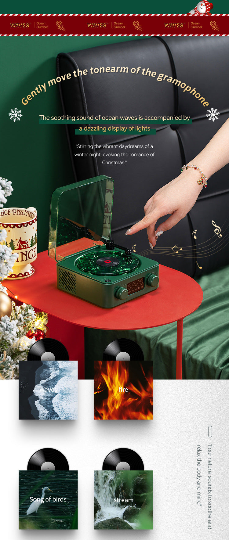 Creative Santa Claus Bluetooth Speaker Listening to Sea White Gift