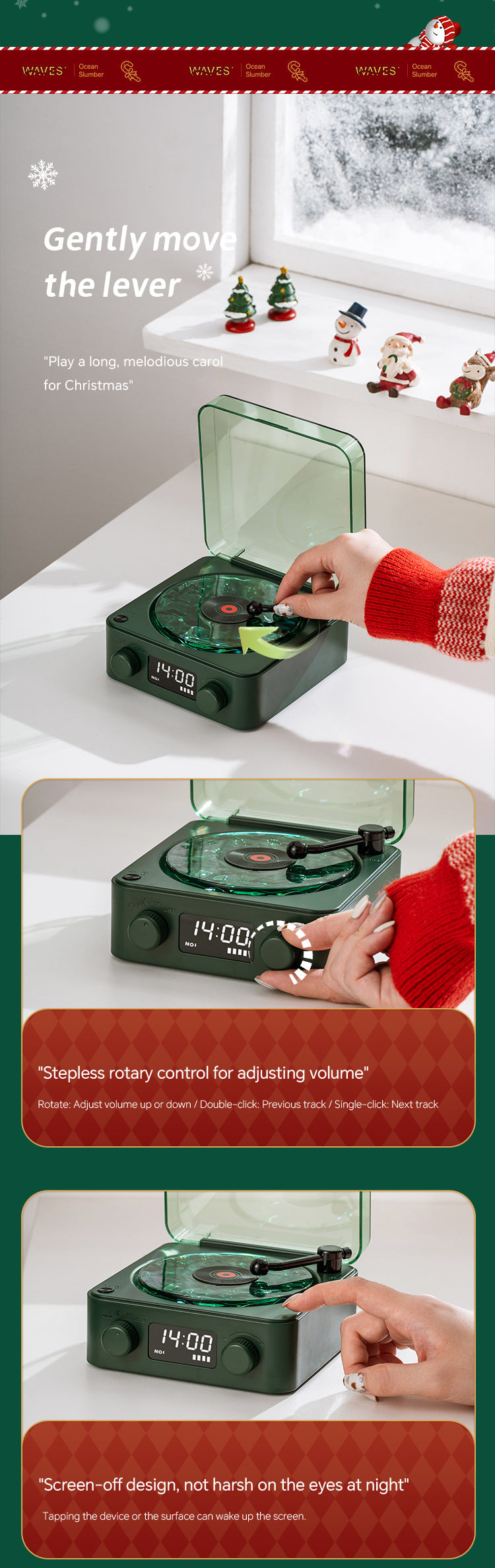 Creative Santa Claus Bluetooth Speaker Listening to Sea White Gift