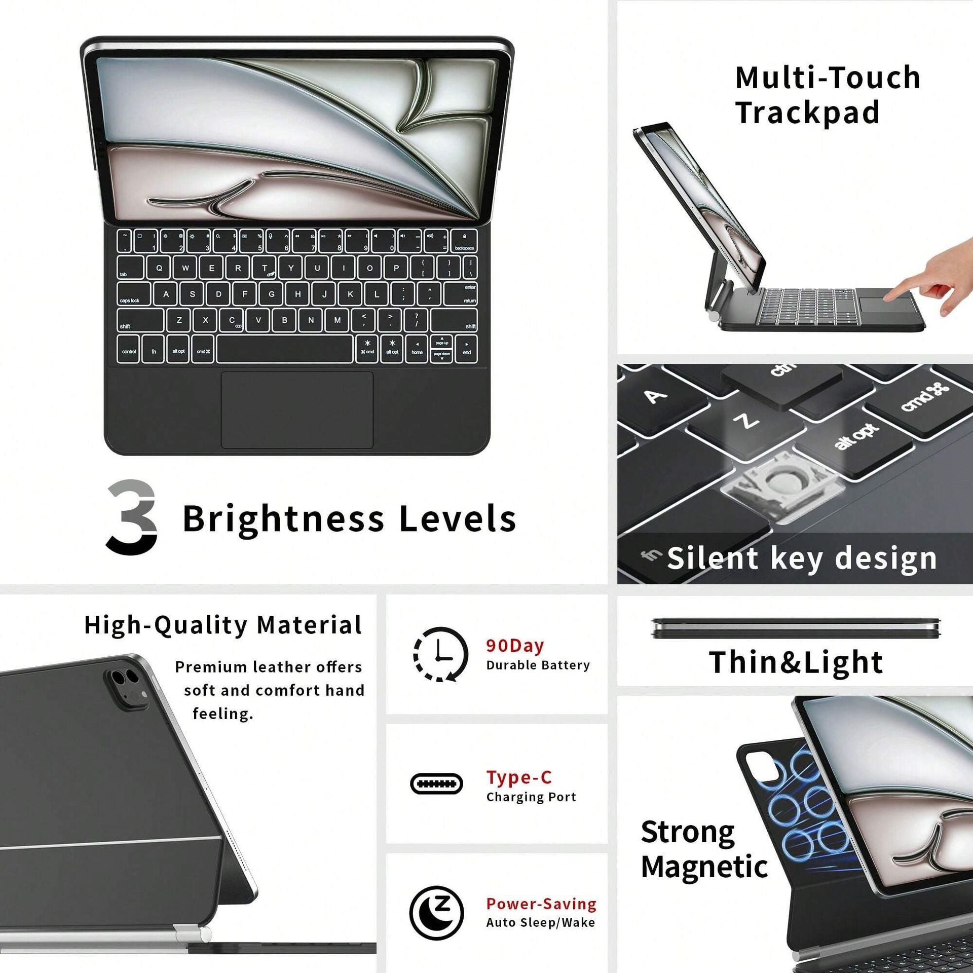 Compatible with ipad Magic Keyboard iPad 10th Generation Touch Keyboard Air 4/5 Magnetic Case New Pro 11