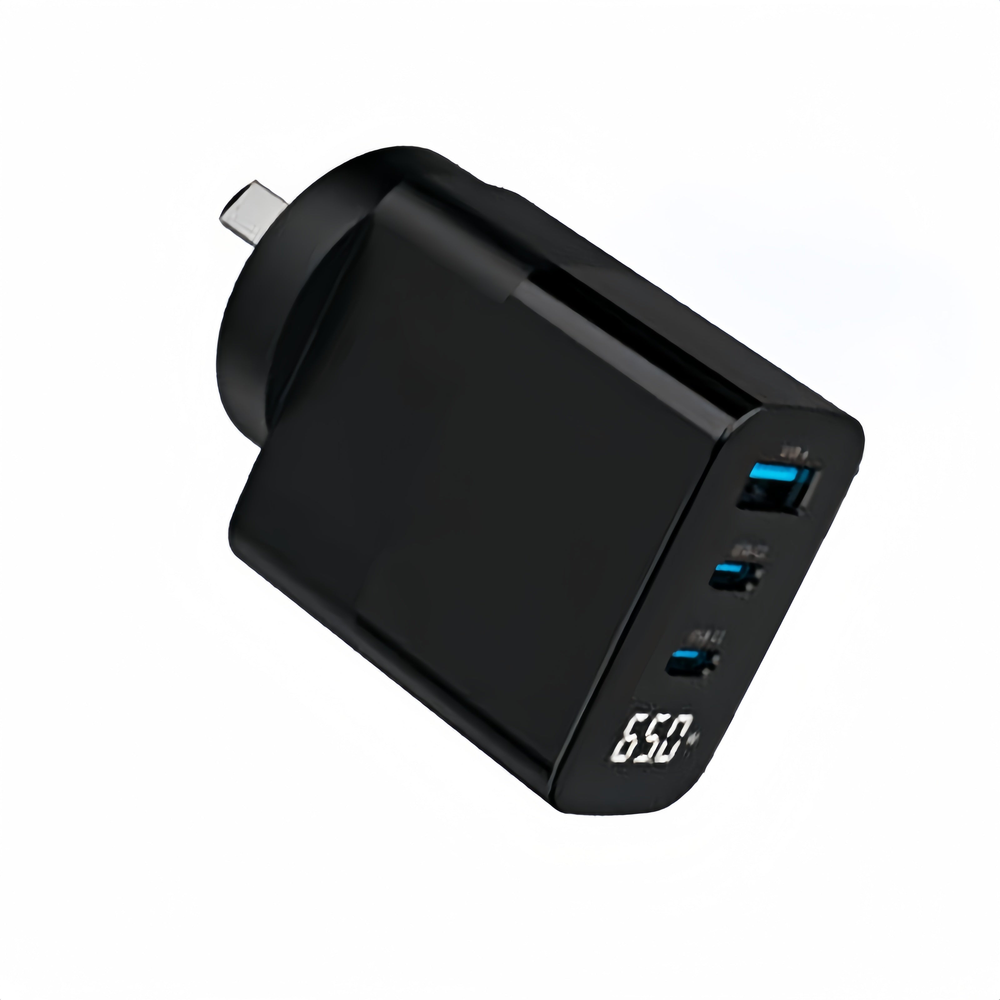 65W GaN 3-Port Smart Charger with Digital Display for iPhone, Android and Laptop