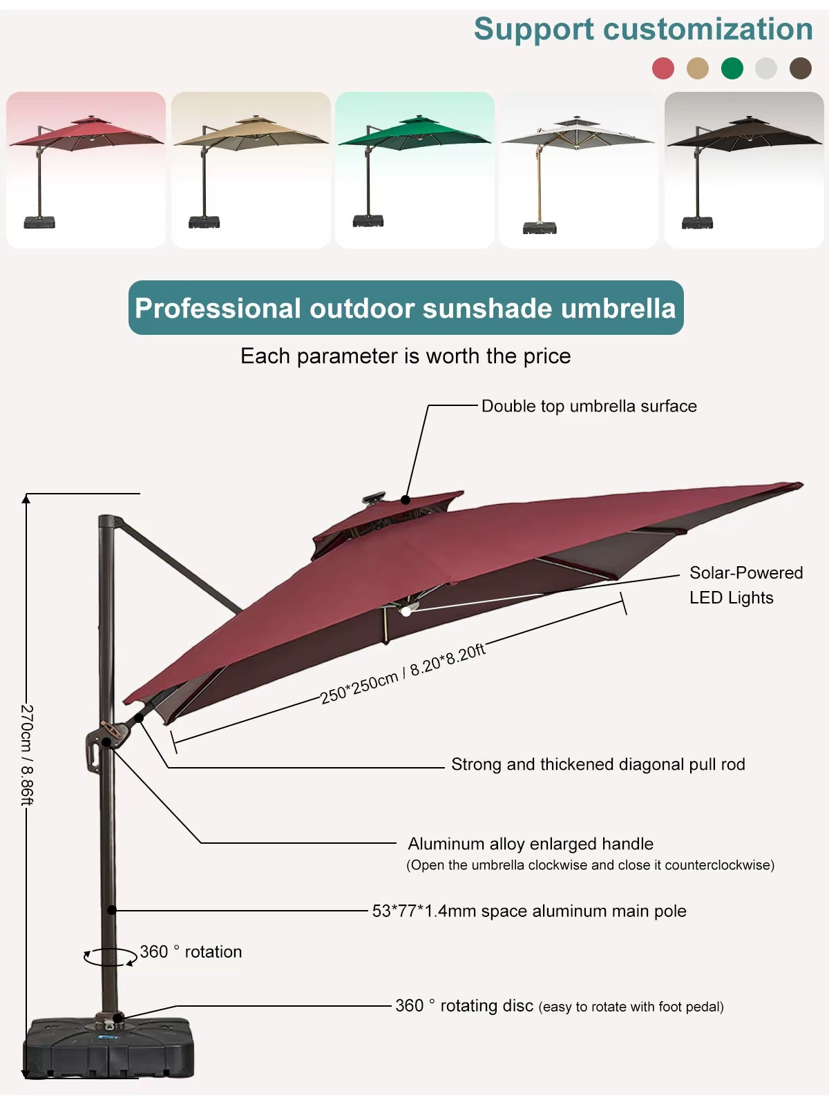 Outdoor Roman Umbrella Garden Villa Outdoor Umbrella