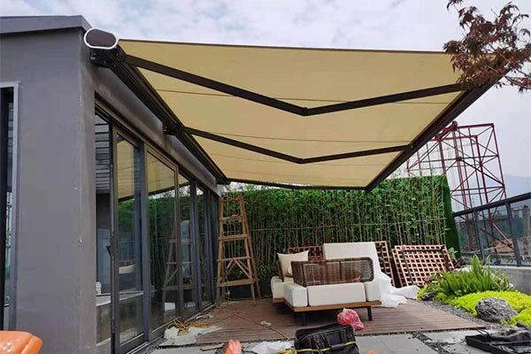 Heavy Duty Full Cassette-type Electric Retractable Awning - Motorized Patio Shade with Remote Control